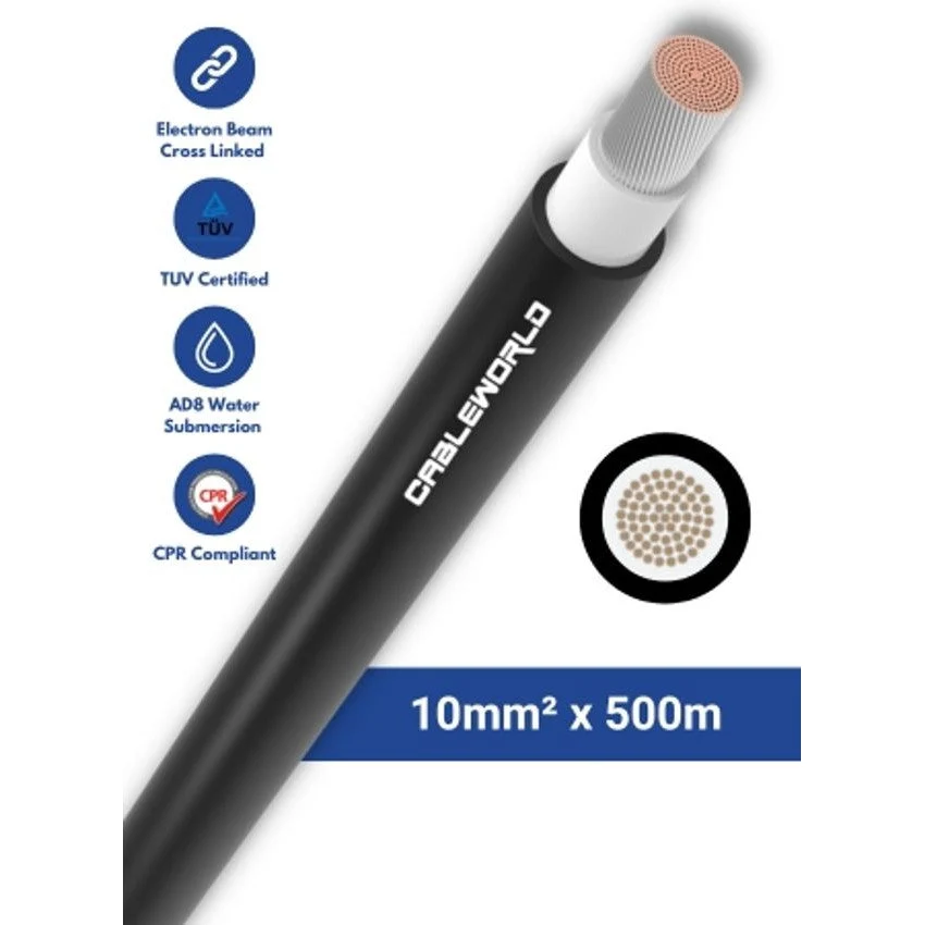Cable solaire noir 10mm2 ( tarif au m touret de 500m)