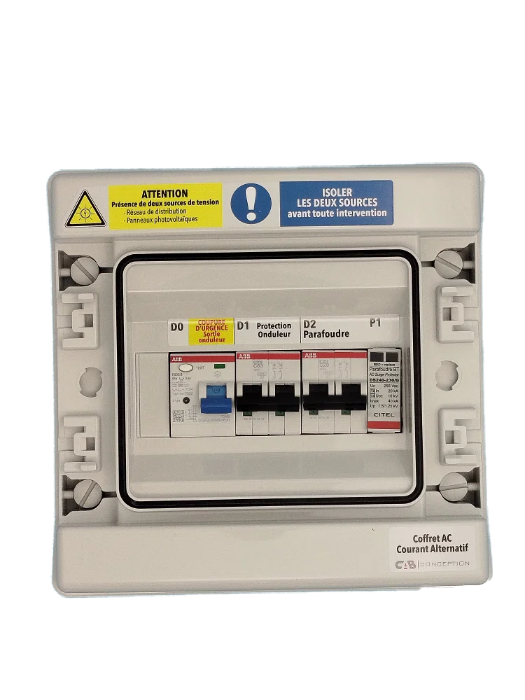 COFFRET AC TRIPHASE, 1 ONDULEUR 10KVA MAX ( diff type B), vue 2
