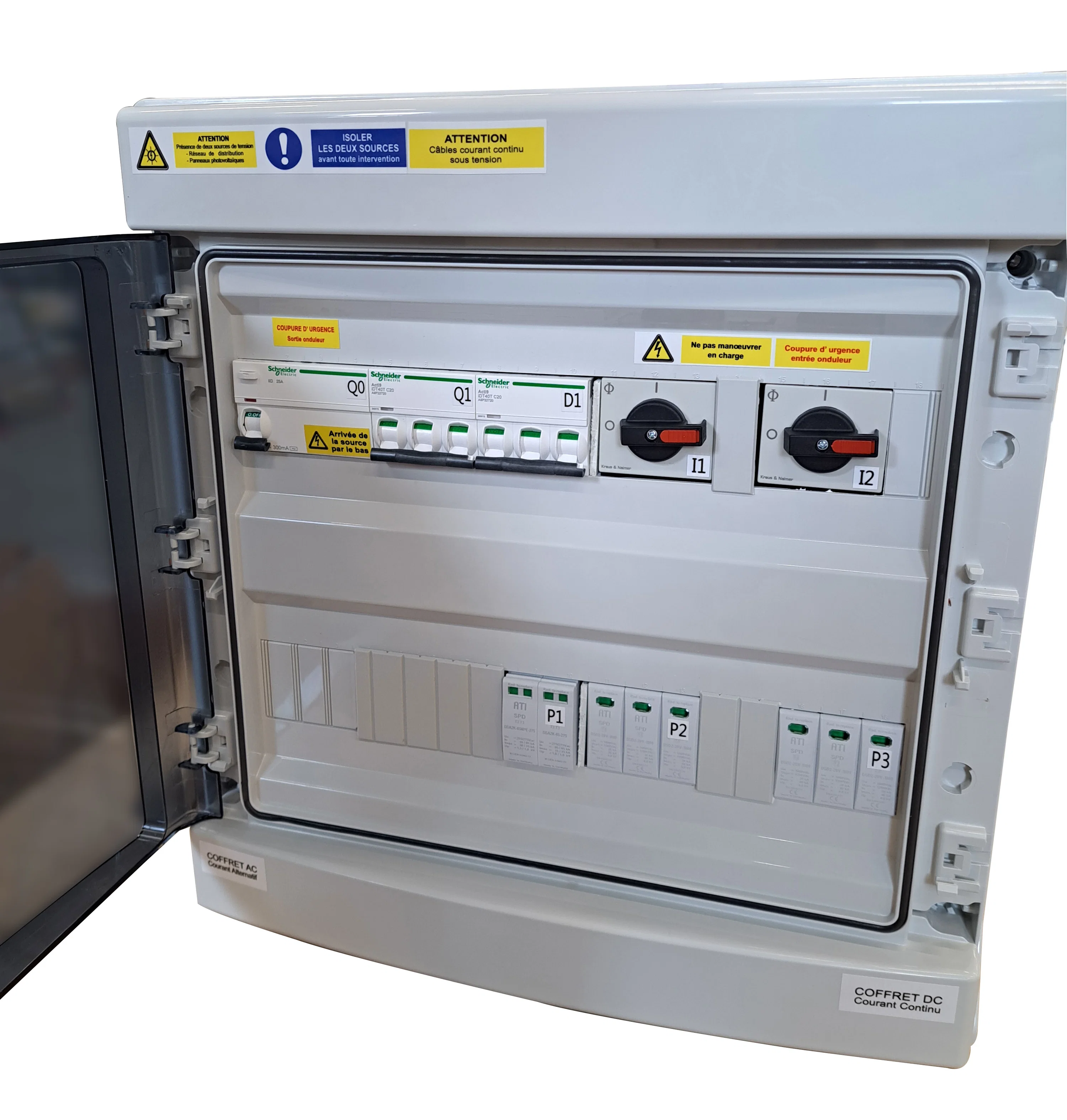 COFFRET AC TRIPHASÉ, 1 ONDULEUR 12KVA MAX (diff type B)