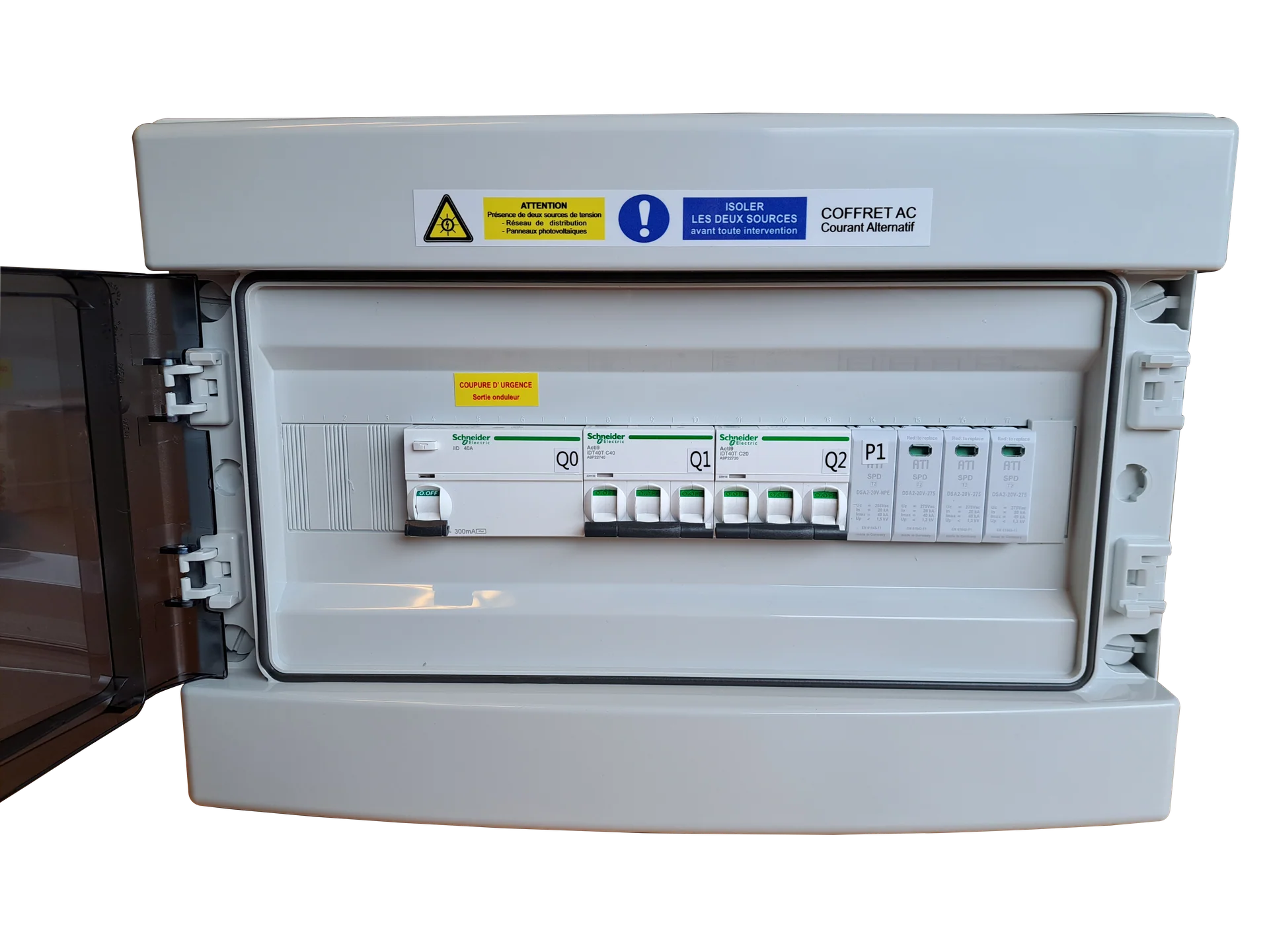 COFFRET AC TRIPHASE, 1 ONDULEUR 25KVA MAX ( diff type B), vue 2