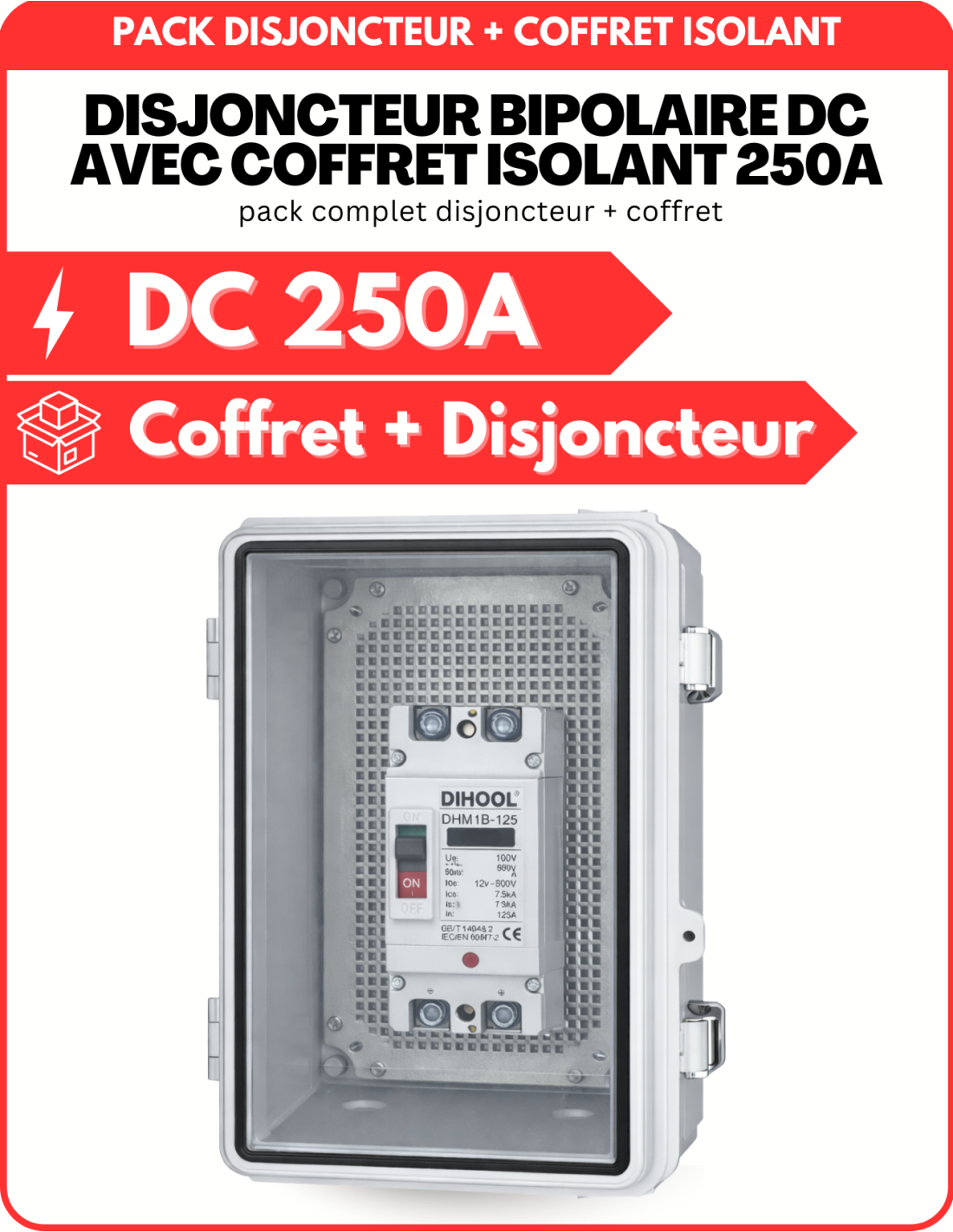 Disjoncteur Bipolaire DC pour protection batteries 400A, vue 2
